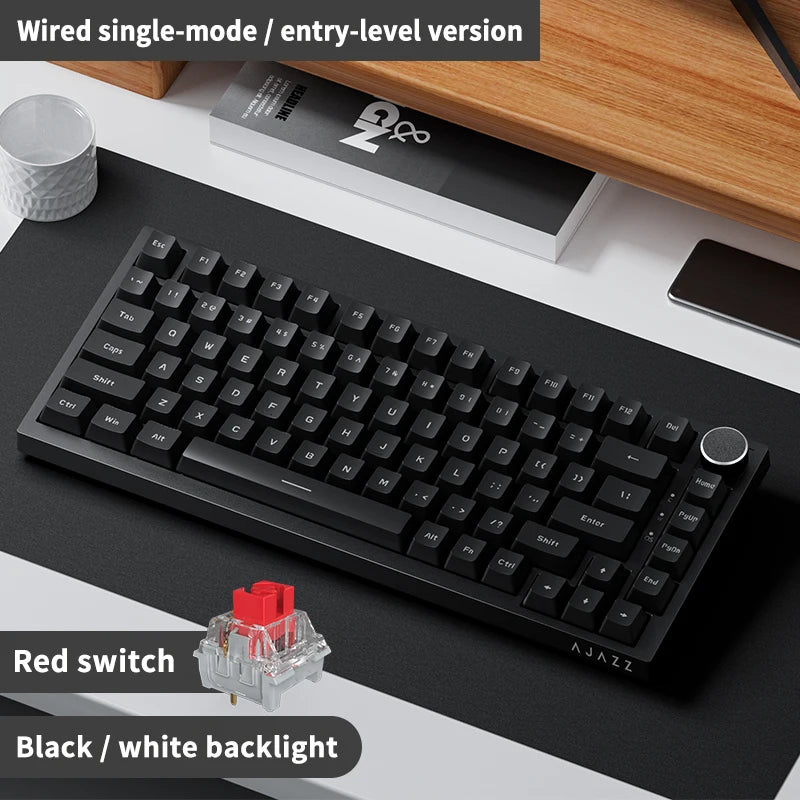 AJAZZ AK820 Wired Gaming Keyboard Red Switch 75% Layout Ergonomic Hot-swappable Detachable Cable