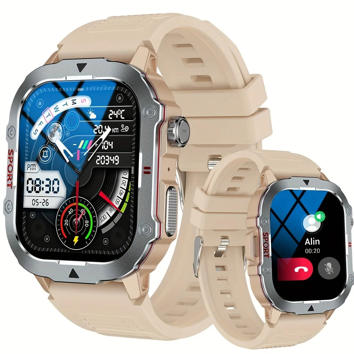 Smart Watch, Bluetooth Call, Message Reminder,Sport Reminder,Two Straps Optional, Suitable for IPhone/Android Phone