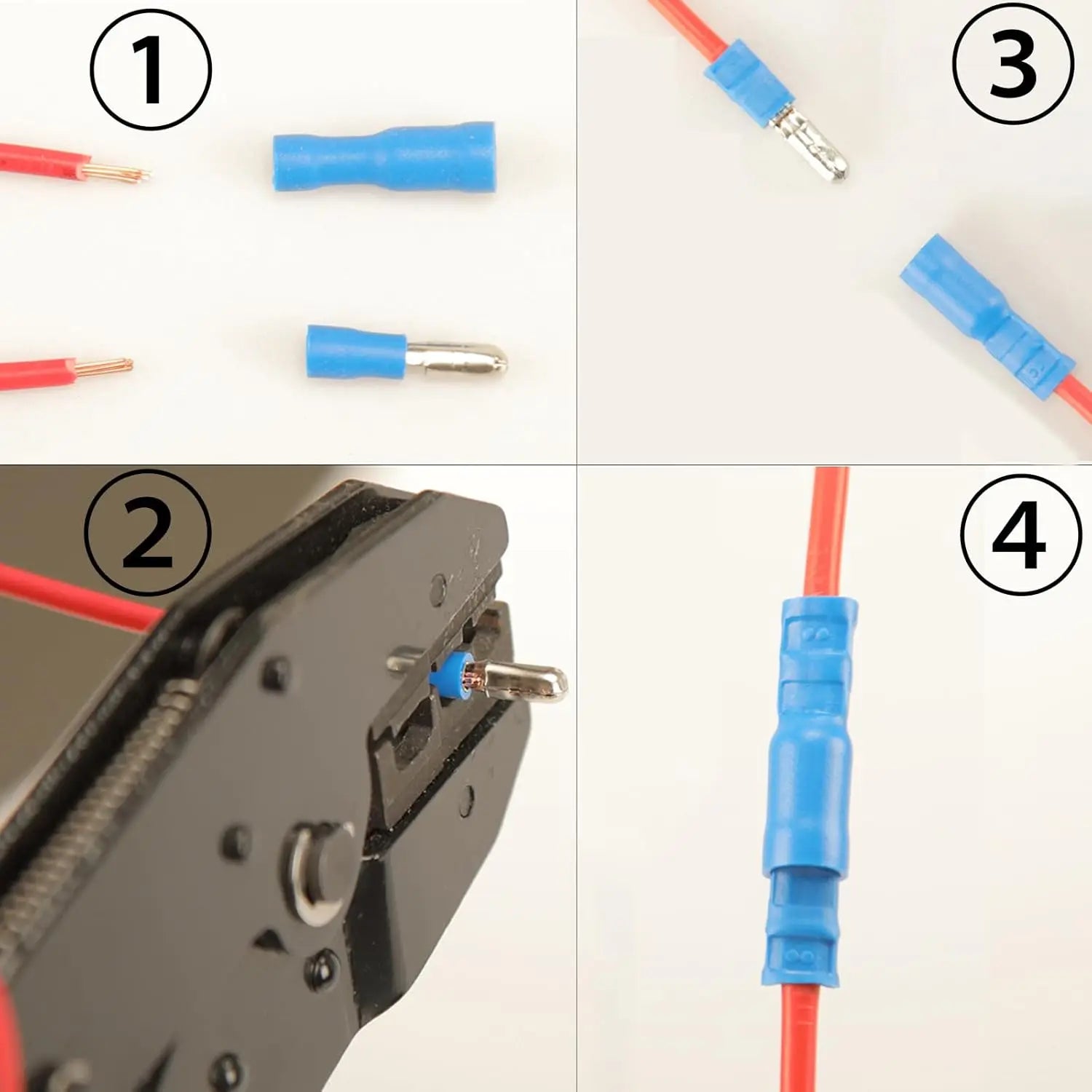 100Pcs Blue Bullet Connectors 16-14AWG Female & Male Bullet Butt Connector for Automotive, Boat, Stereo, Industrial Equipment