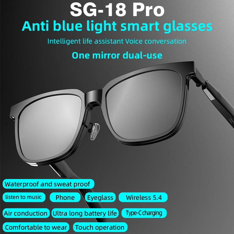 2-in-1 Smart Glasses With Magnetic Lenses Versatile, Clear Vision Enhanced Comfort TWS SG18pro