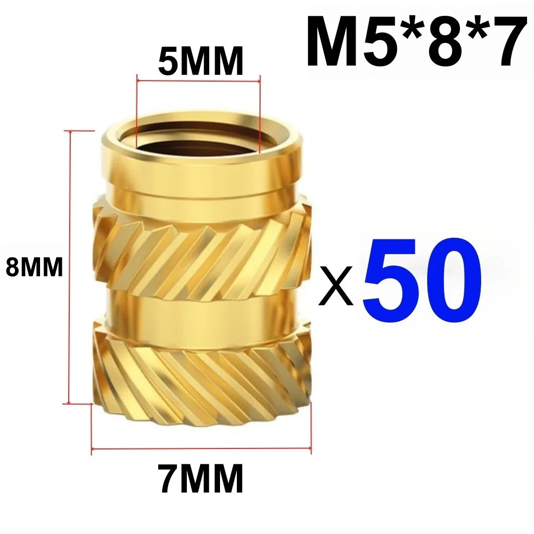 50/100 Pcs Heat Insert Embedment Nut M3 M4 M5 Threaded Knurled Brass Screw Nuts For 3D Printer Voron 2.4 And Others