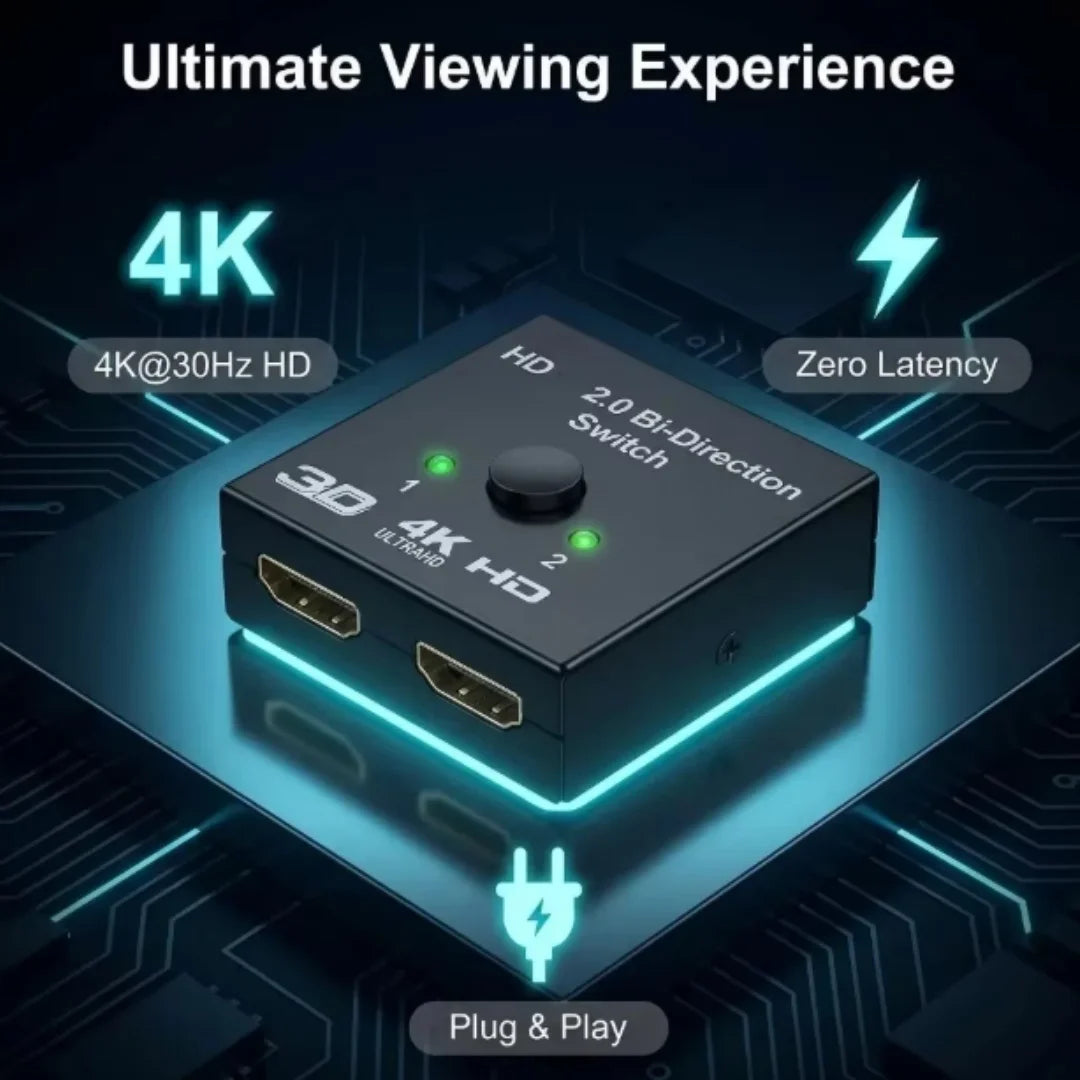4k Switch Bi-Direction 2.0 Splitter HDMI-compatible 1x2/2x1 Adapter2 in 1 out Converter for  Switcher PS4 Pro/4/3 TV Box