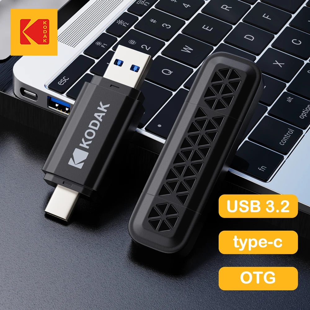 KODAK USB 3.2 & Type-C Flash Drive 128GB 64GB USB3.2 Gen 1 OTG High Speed Pen Drive Memory Stick Pendrive for Phone Computer