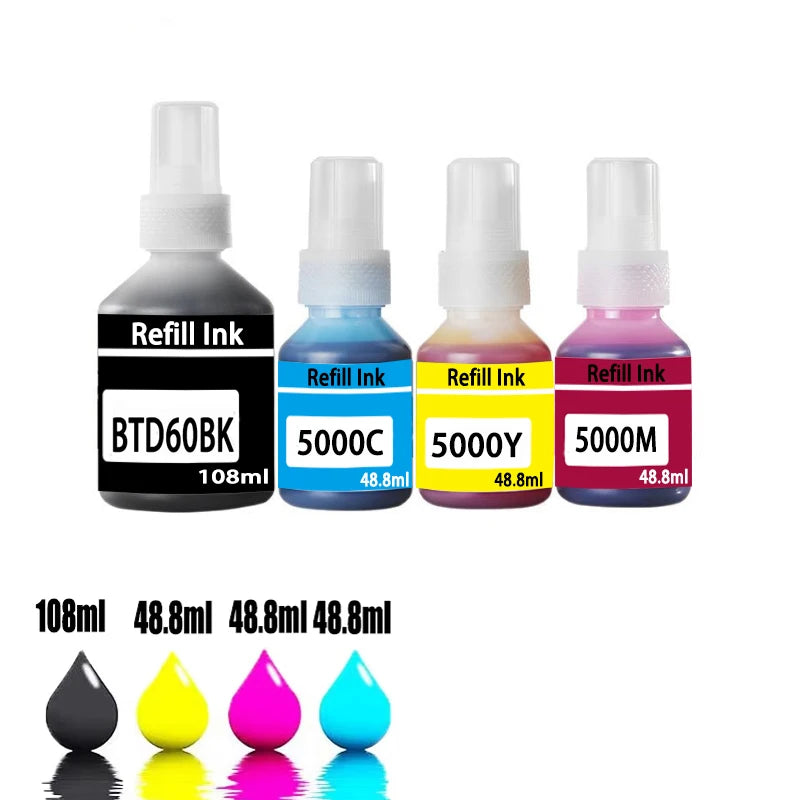 For Brother BTD60BK BT5000 Dye Ink Refill Ink Kit For Brother DCP-T300 T310/DCP-T500W/DCP-T700W/T800W T220/T226/T300 Printer