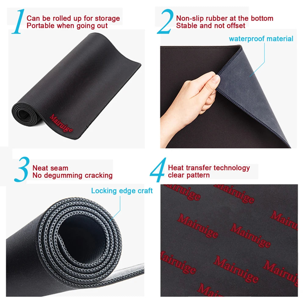 Anime Mouse Pad Large Gaming Desk Mat Extended Non-Slip Rubber Base Stitched Edge Keyboard Mat Kawaii Mousepad for Laptop Gamer
