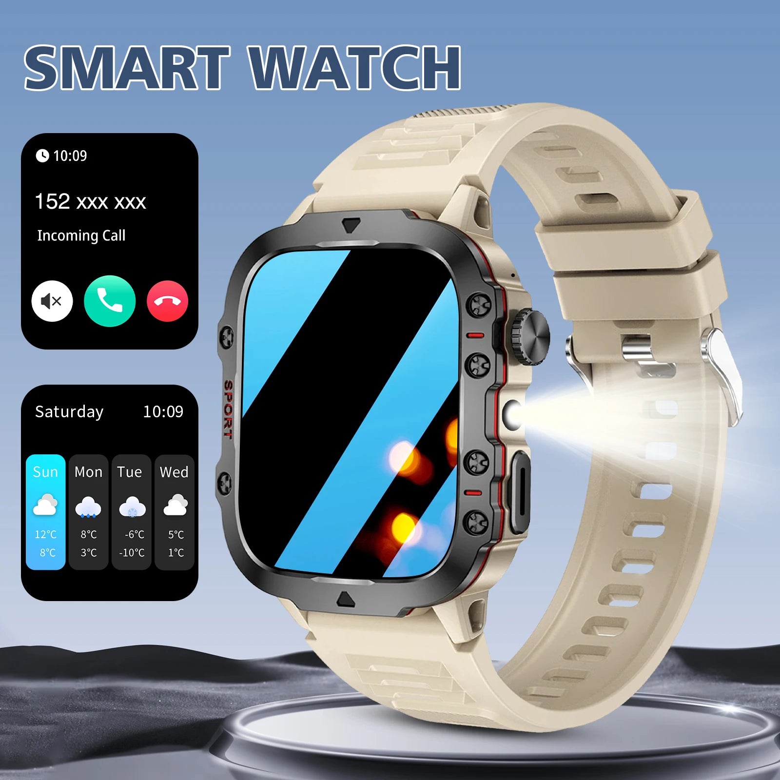 Smart Watch, Bluetooth Call, Message Reminder,Sport Reminder,Two Straps Optional, Suitable for IPhone/Android Phone