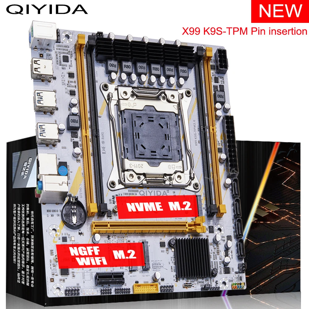 QIYIDA X99 motherboard LGA 2011 3 X99 C612chip with M.2 slot Support DDR4 Memory SATA3.0 USB3.0 PCI16X tpm2.0 msi14pin