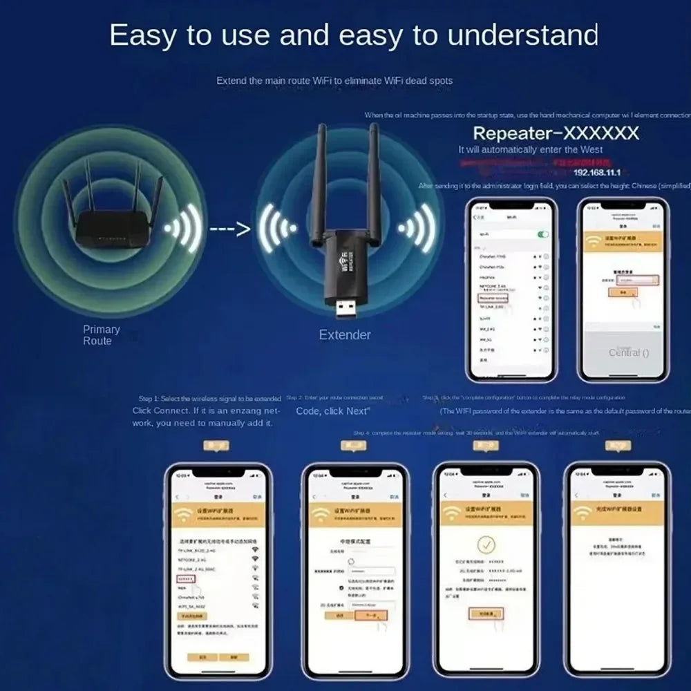 KEBIDUMEI Wireless 2.4G 300Mbps USB WiFi Repeater Extender Signal Amplifier Booster Long Range Router Home Network Extension