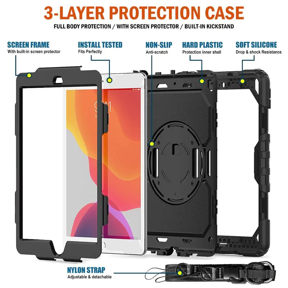 Heavy Duty for iPad Case 10.2 9th Generation Cover For 2022 iPad 9.7 Air 5 2 3 4 10.9 10.5 2021 Pro 11 12.9 Mini 6 5 Smart Cover