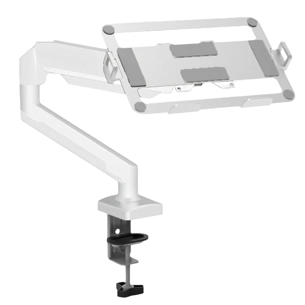 Aluminum Desktop Mount Fully Adjustable Laptop Desk Mount 2-9kg Gas Spring Arm Up To 17.3 Inch Laptop Tray Desktop Stand Clamp