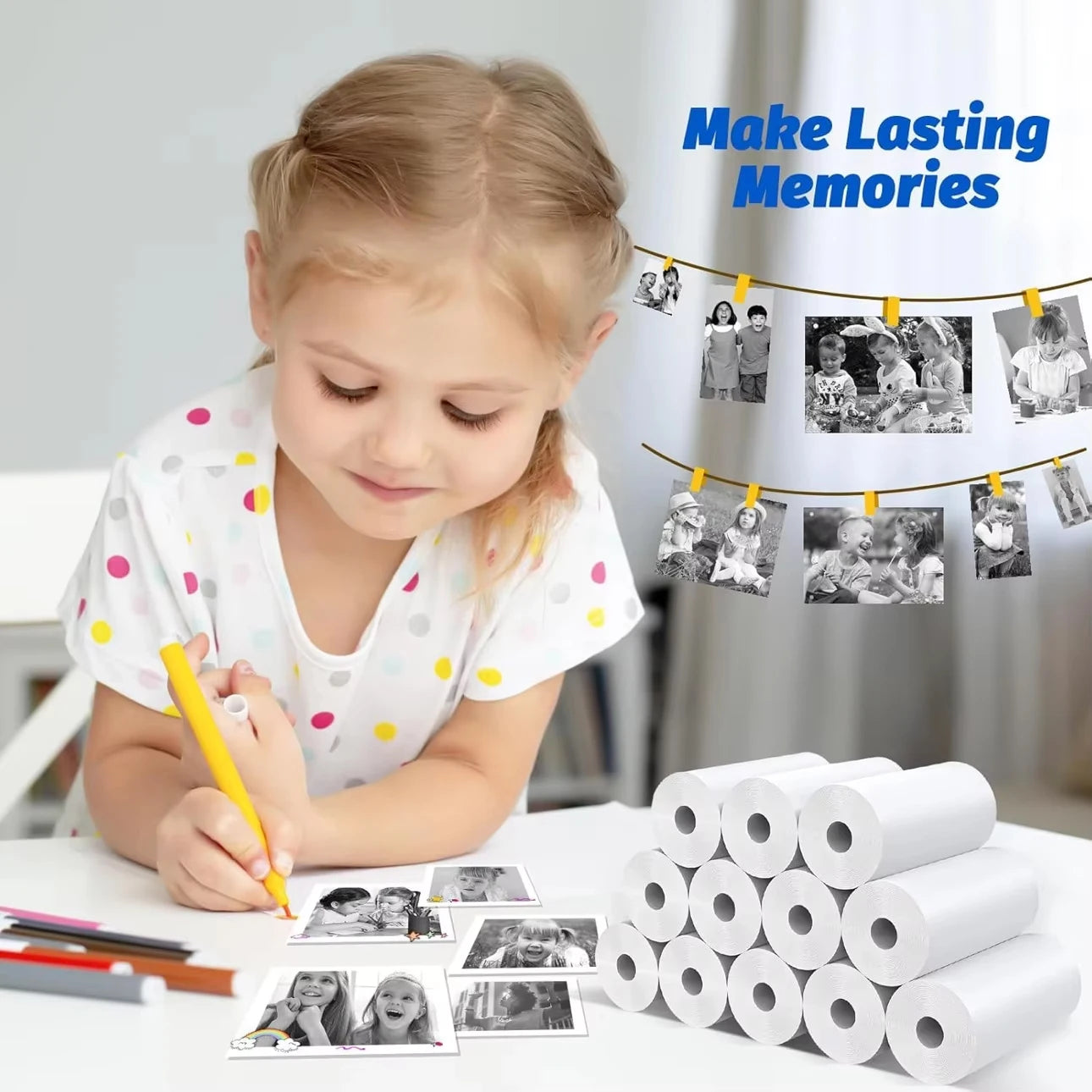 3-40Rolls 57x25MM Thermal Paper White Children Camera Instant Print Kids Camera Printing Paper Replacement Accessories Parts