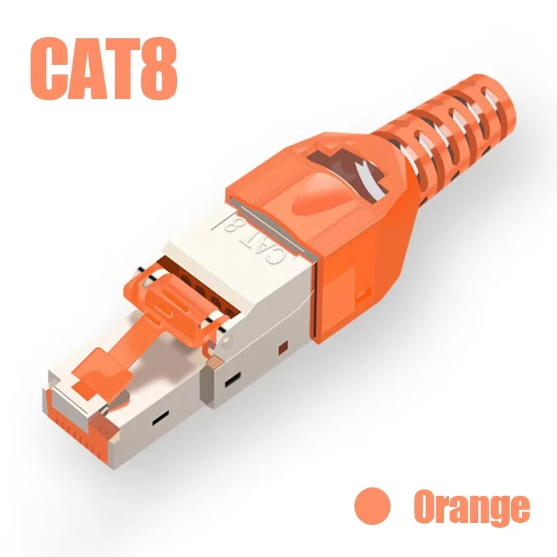 ZOERAX 1PCS RJ45 CAT8 Cat7 CAT6A Tool-Free Connector Toolless RJ45 Termination Plug Reusable Shielded for Ethernet Cables POE
