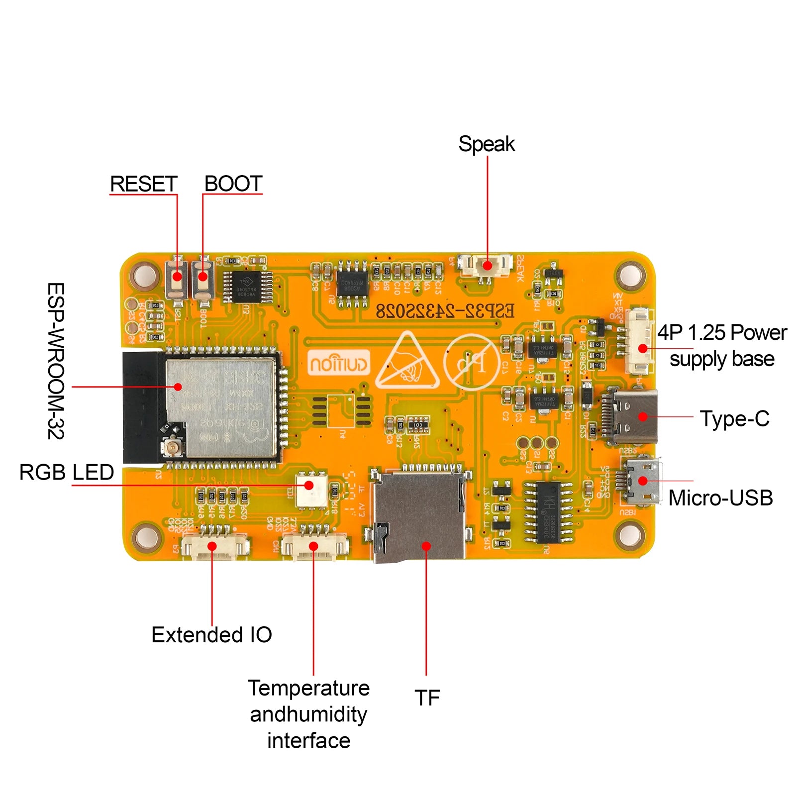 2.8" ESP32-2432S028R ESP32 Display ILI9341 Resistive Touchscreen TFT LCD Module ESP-WROOM-32 Development Board Acrylic Case