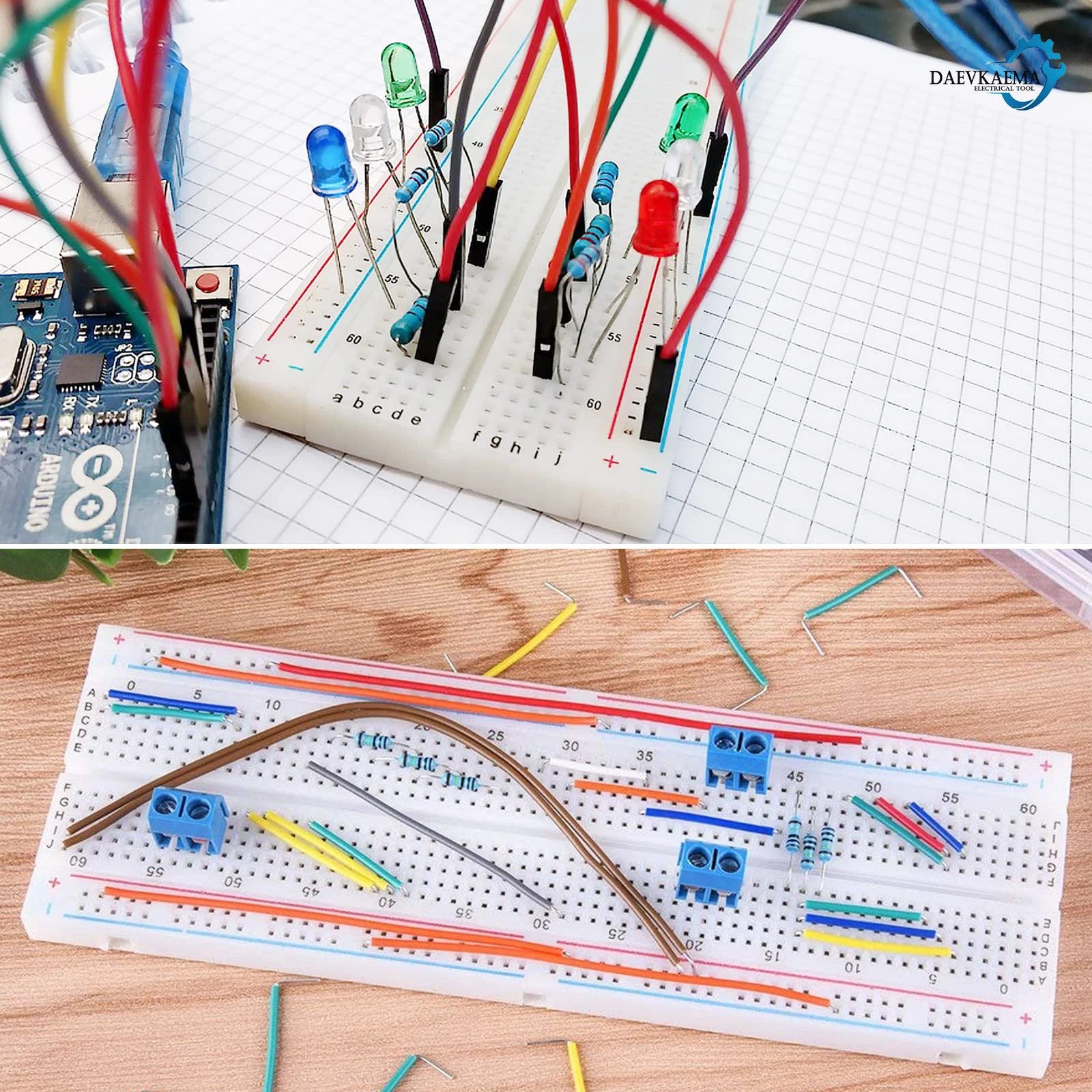 830-Point Electronics Component Kit – Resistors, Capacitors, LEDs & MB-102 Breadboard for Arduino UNO R3 DIY