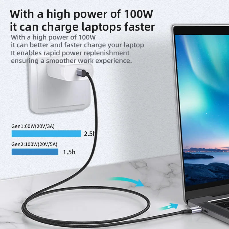 USB C 3 Gen2 10Gbps Extension Cable Type C to C PD 100W QC4.0 3.0 5A Fast Charging Cable For MacBook Pro 4k 60Hz Video Cable