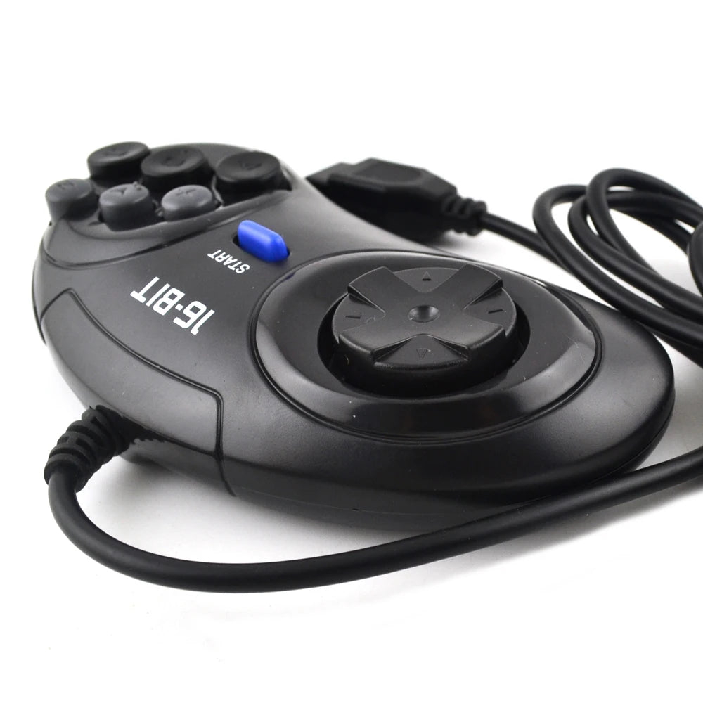 1-2 Pcs Black Gamepad Controller For Sega Mega Drive 9 Pin 6 Buttons Gamepads for Sega Genesis 16 bit video game console
