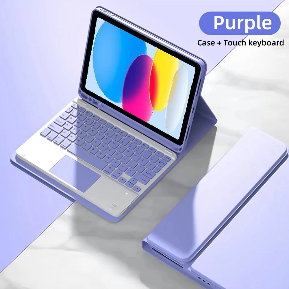 Keyboard Case For iPad 11 (A16) 2025/iPad 10th Generation 2022 10.9inch,Detachable Stand Folio Keyboard Cover With Pencil Holder
