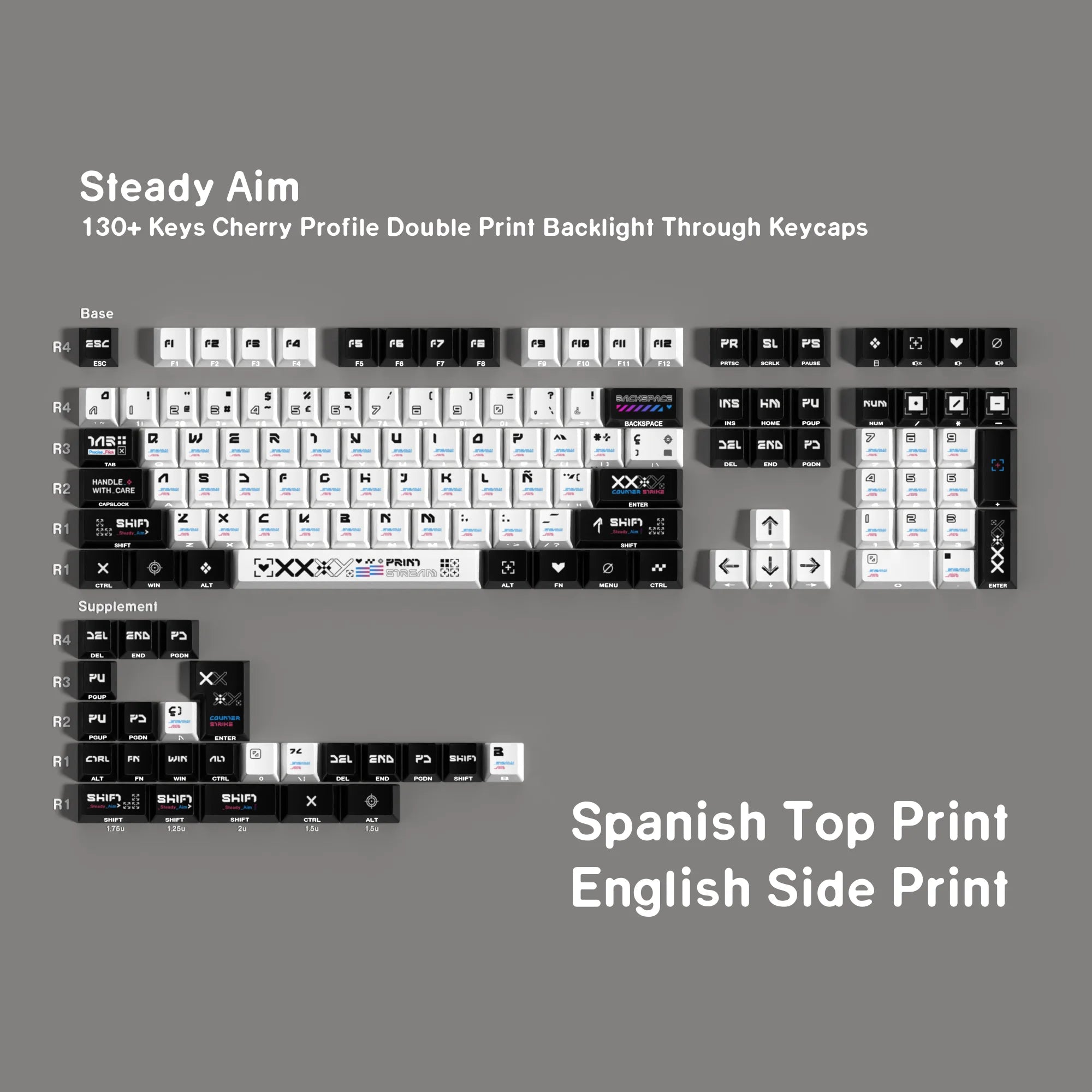 ISO FR DE ES Keycaps Korean Keycap PBT Cherry Keycaps Custom Black White Double Print Side Backlit For Game Mechanical Keyboard