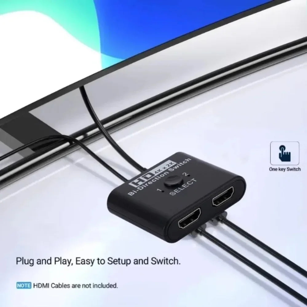 2 Ports Bi-Direction HDMI-compatible Video Switcher High Speed 4K 60Hz HDMI Splitter 2 in 1 out HDMI Switch 1x2/2x1 HUB Adapter