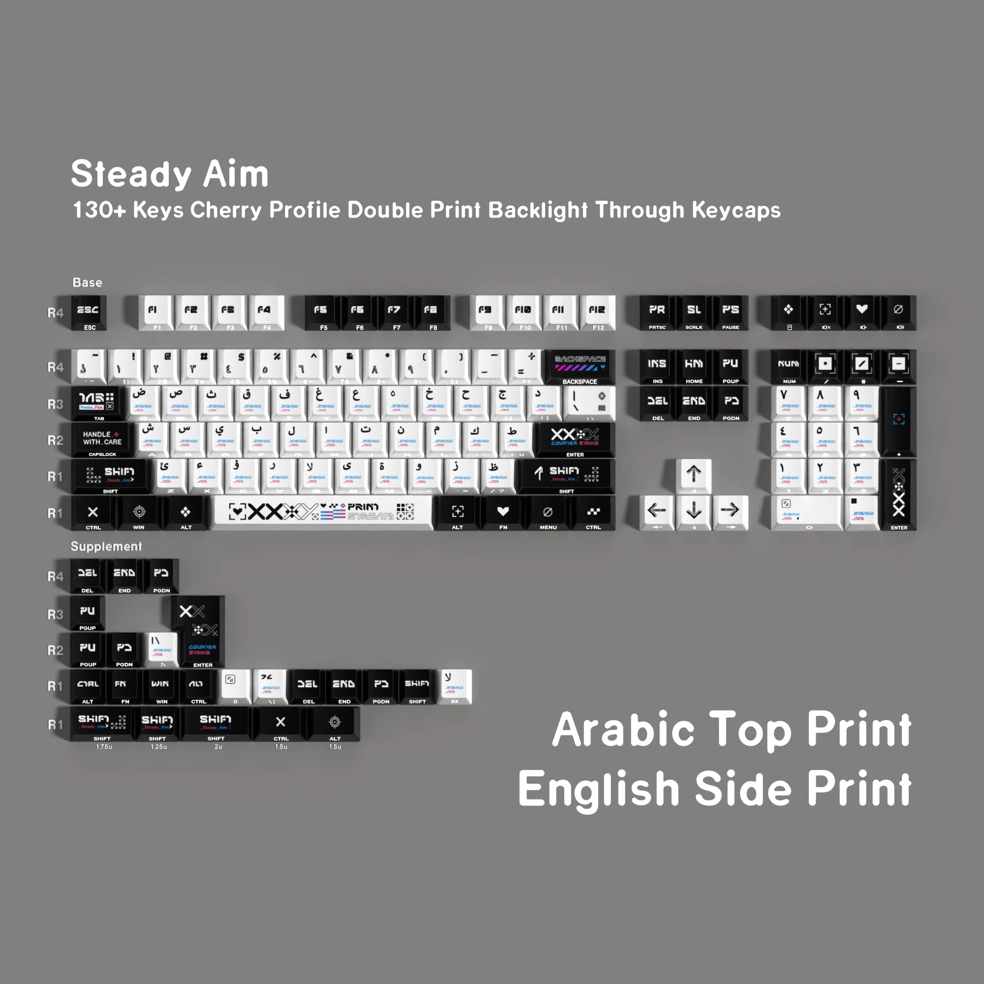 ISO FR DE ES Keycaps Korean Keycap PBT Cherry Keycaps Custom Black White Double Print Side Backlit For Game Mechanical Keyboard