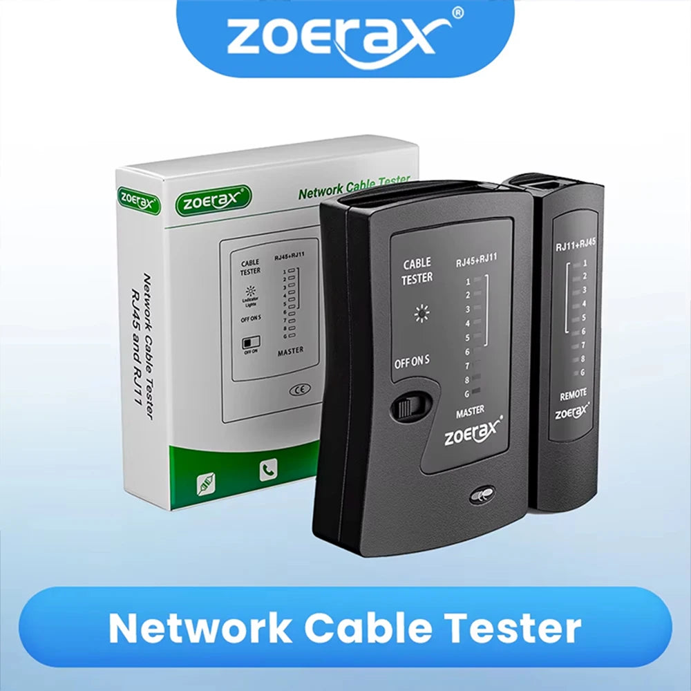 ZOERAX Network Ethernet Cable Tester for LAN RJ45 Cat5 Cat5e Cat6 Cat6a Cat7 UTP/Shielded Cable and RJ11 RJ12