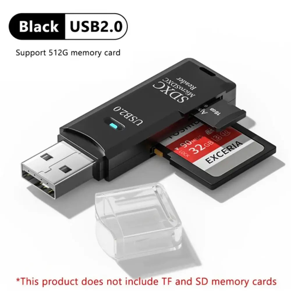 2-in-1 USB 3.0 High Speed Card Reader TF Memory Card Adapter Portable USB Flash Drive Design for PC Laptop Office Accessories