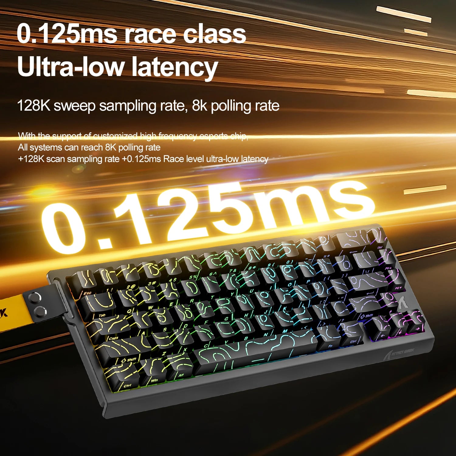 ATTACK SHARK X68HE Wired RGB Keyboard for PC Gaming with PBT Double-Shot Keycaps, 0.01mm Rapid Trigger Accuracy, 128K Scan Rate