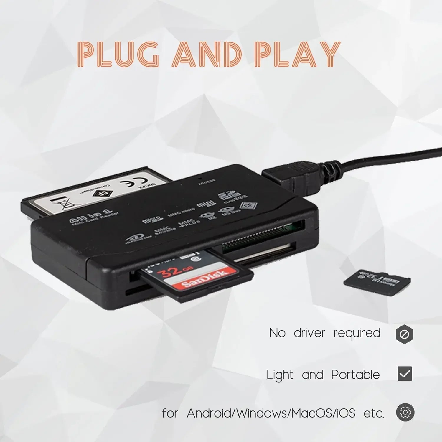 USB All-In-One Memory Card Reader External SD SDHC Mini Micro M2 MMC XD CF for MP3 Digital Camera