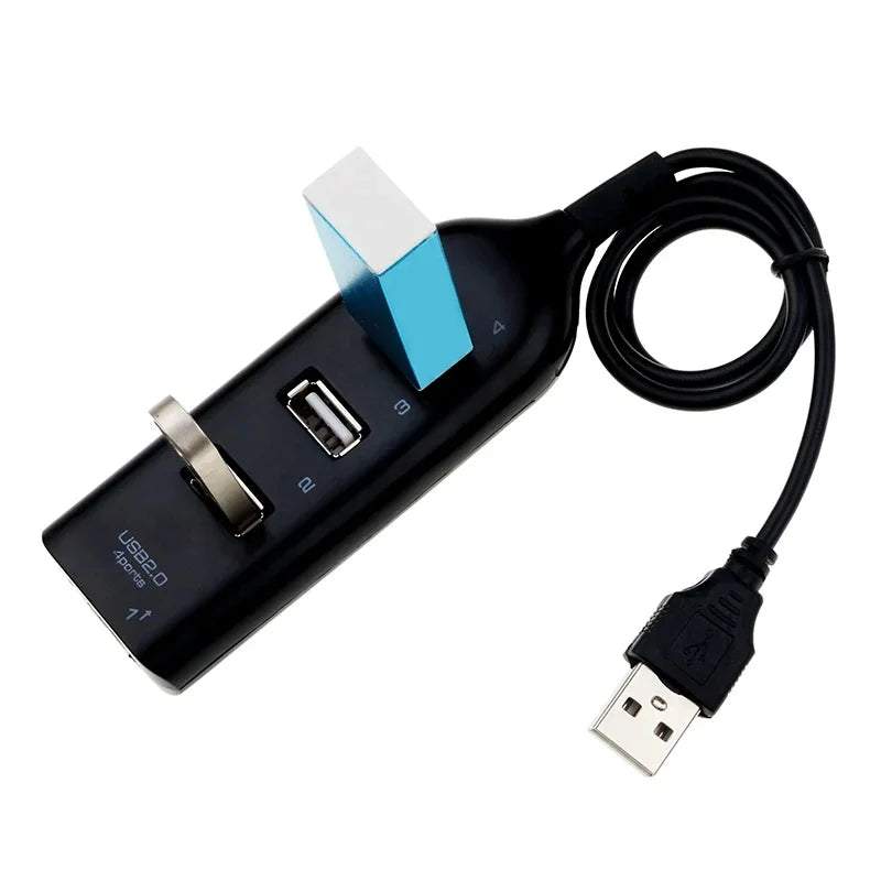 High-Speed Mini USB 2.0 Hub 4-Port with Power Adapter, Powered USB Splitter Multi Port Expander for PC Laptop Desktop Data Trans
