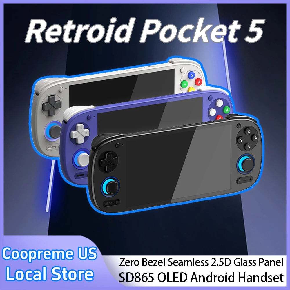 Retroid Pocket 5 Handheld Game Console RP5 Retro Games SD865 Android13 Joystick RGB Lighting Effect Active Cooling Gaming Device