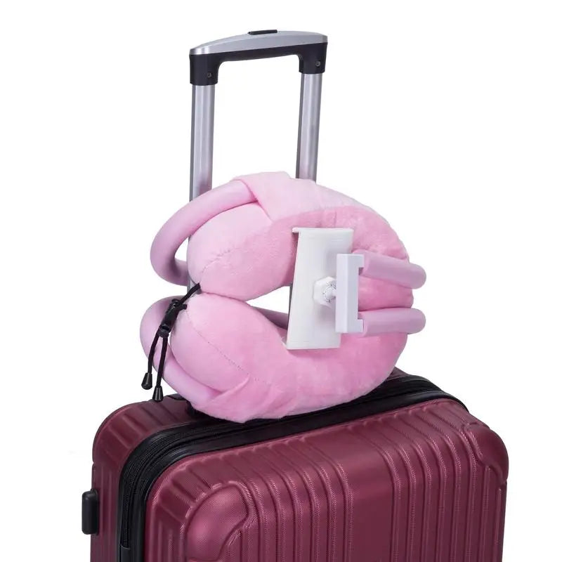 U-Shaped Neck Pillow With Gooseneck Tablet Phone Holder Sleep Cushion with Flexible Phone Reading Holder for Travel Office