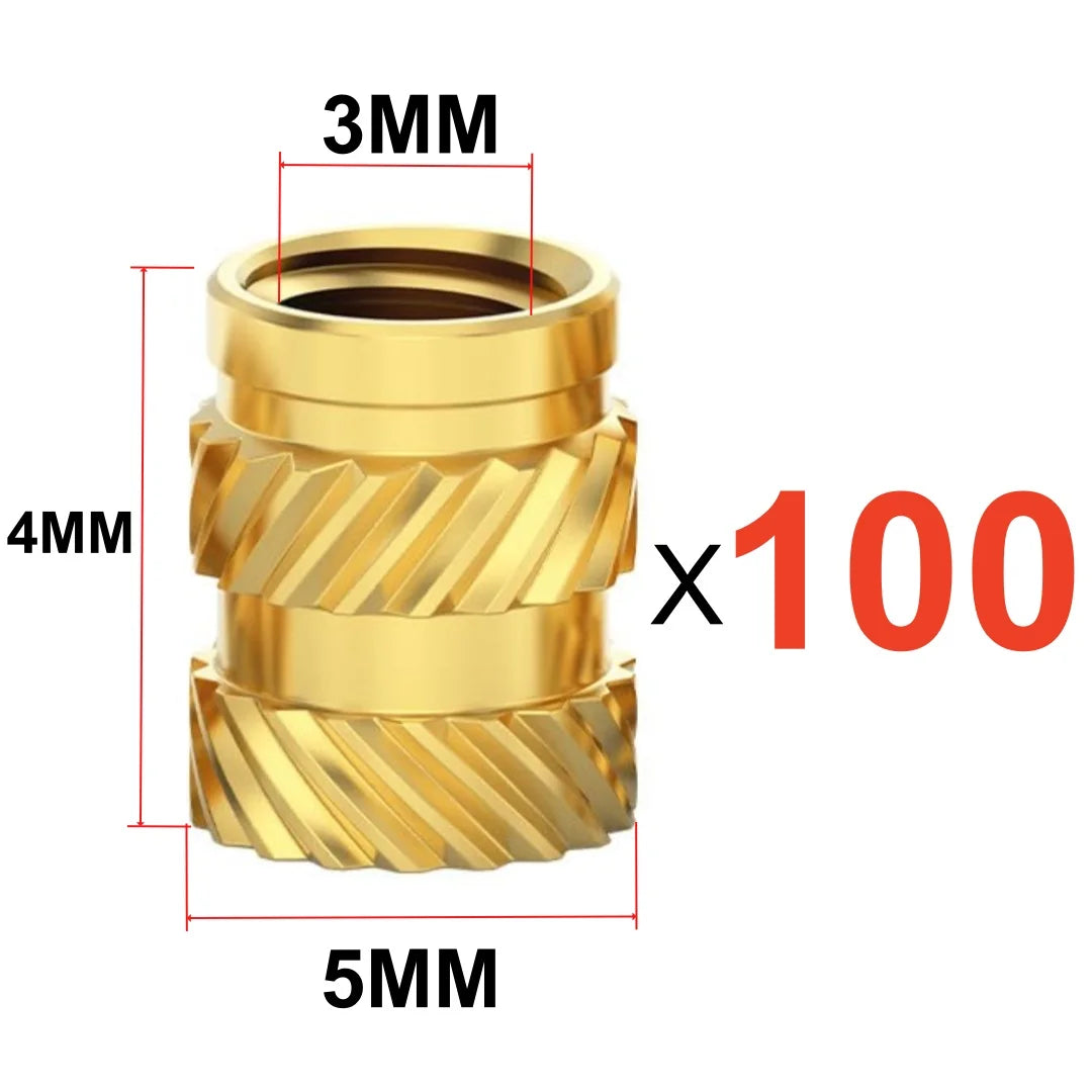 50/100 Pcs Heat Insert Embedment Nut M3 M4 M5 Threaded Knurled Brass Screw Nuts For 3D Printer Voron 2.4 And Others