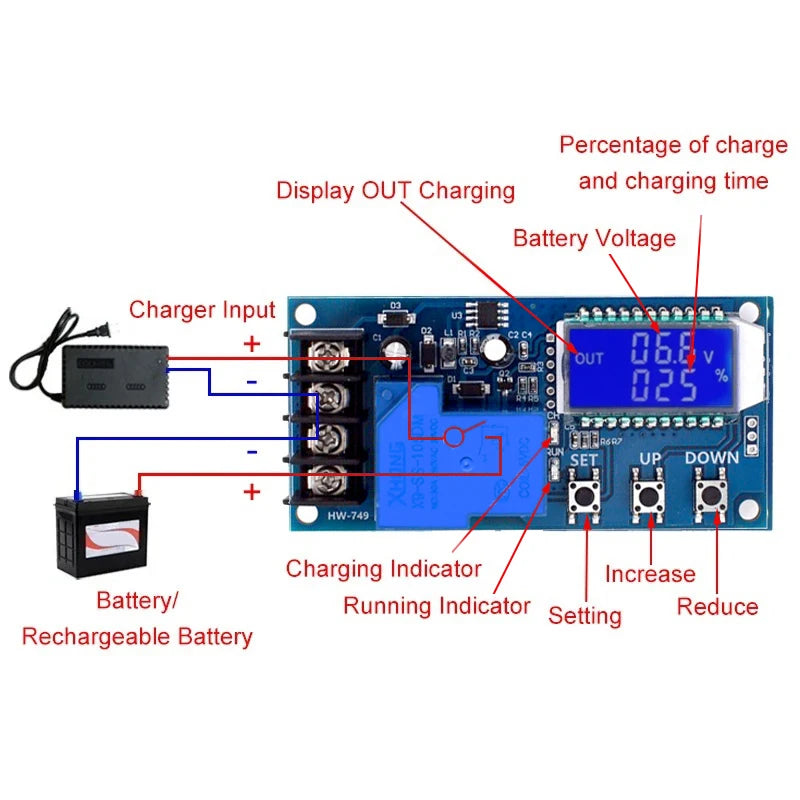 DC 5V 30A Lead-acid Solar Battery Charge Controller Protection Board Charger Time Switch 12V 24V 36V 48V Battery Capacity