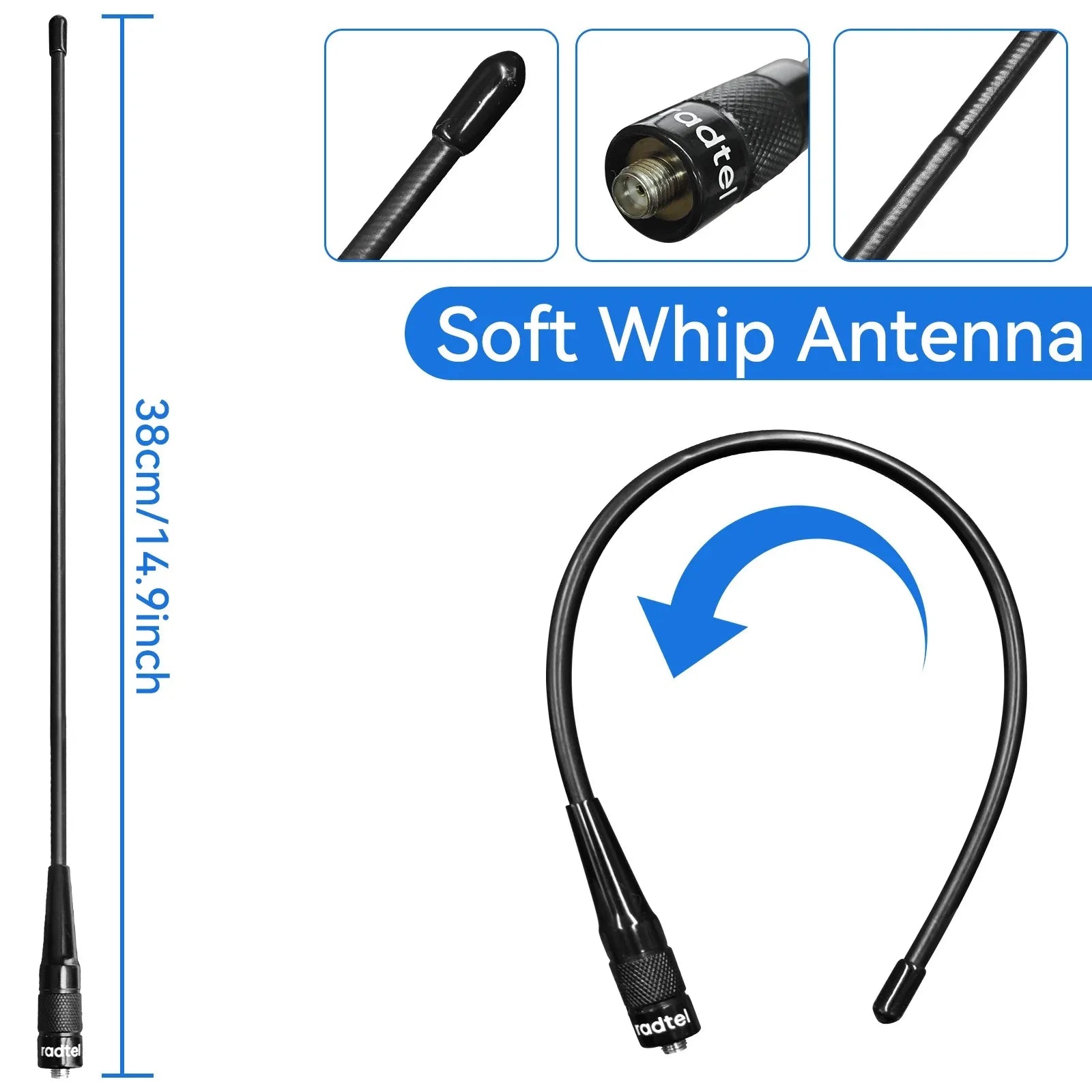 Air Aviation Band Flex Whip Antenna 108-136Mhz for Radtel Rt-4D Rt-470X Rt-900 Rt-860 Rt-890 Rt-470 Rt-920 RT-470L and More