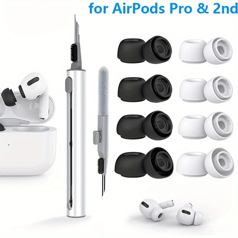 4 Pairs Liquid Silicone Ear Tips for Airpods Pro 1 2 Noise Reduction Pad Earplugs Ear Caps Comes with Cleaning Pen