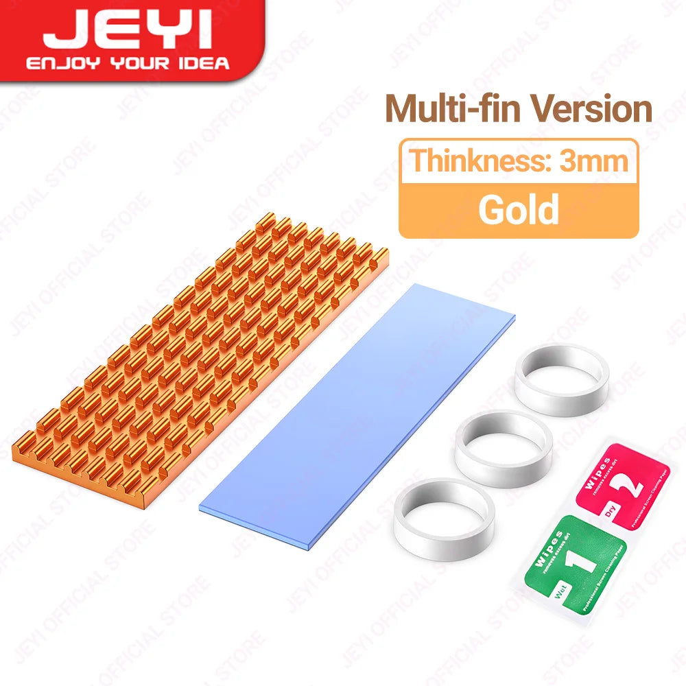JEYI M.2 SSD Heatsink Aluminum Cooler Multi-version NVMe Radiator with Thermal Pad, Dust Paper for PS5/PC/Laptop M2 2280 SSD