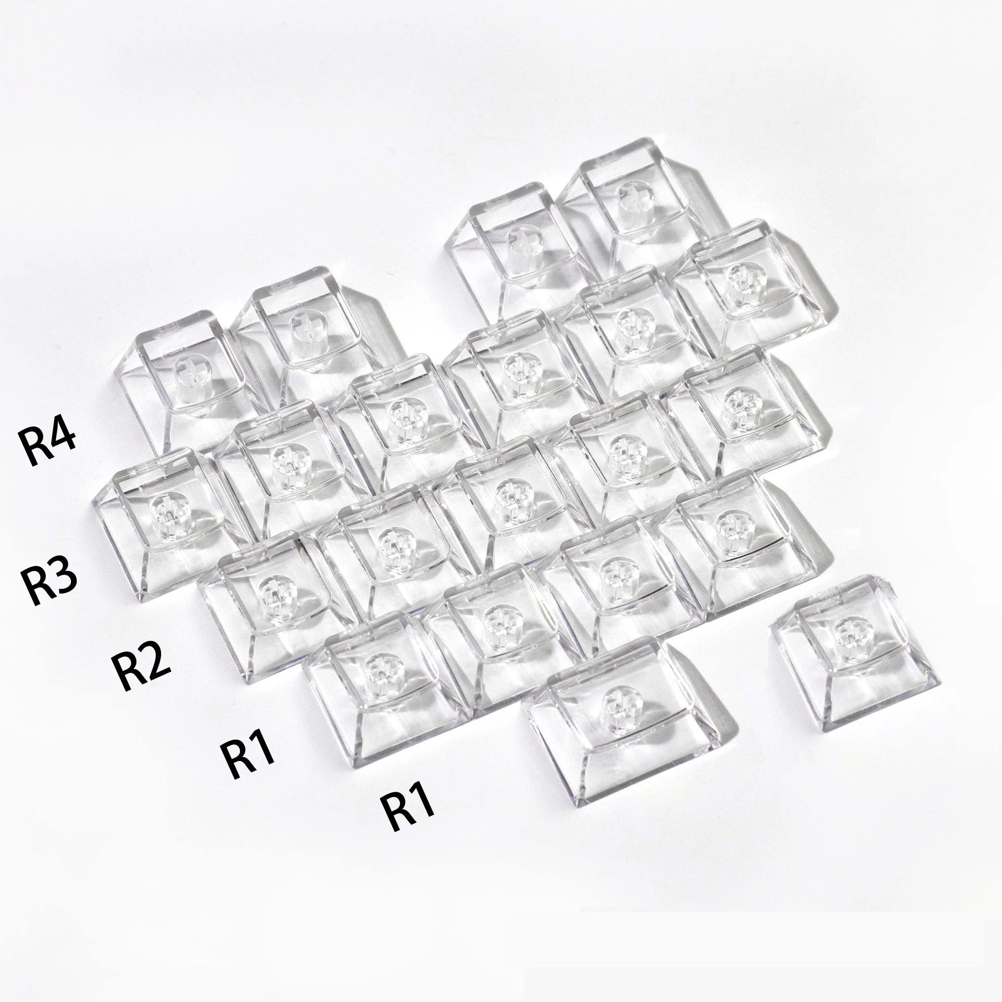 130 Keys Black Full Transparent PC Keycaps UV Printing Clear Crystal Key Caps Cherry Profile for MX Switches Gaming Keyboard
