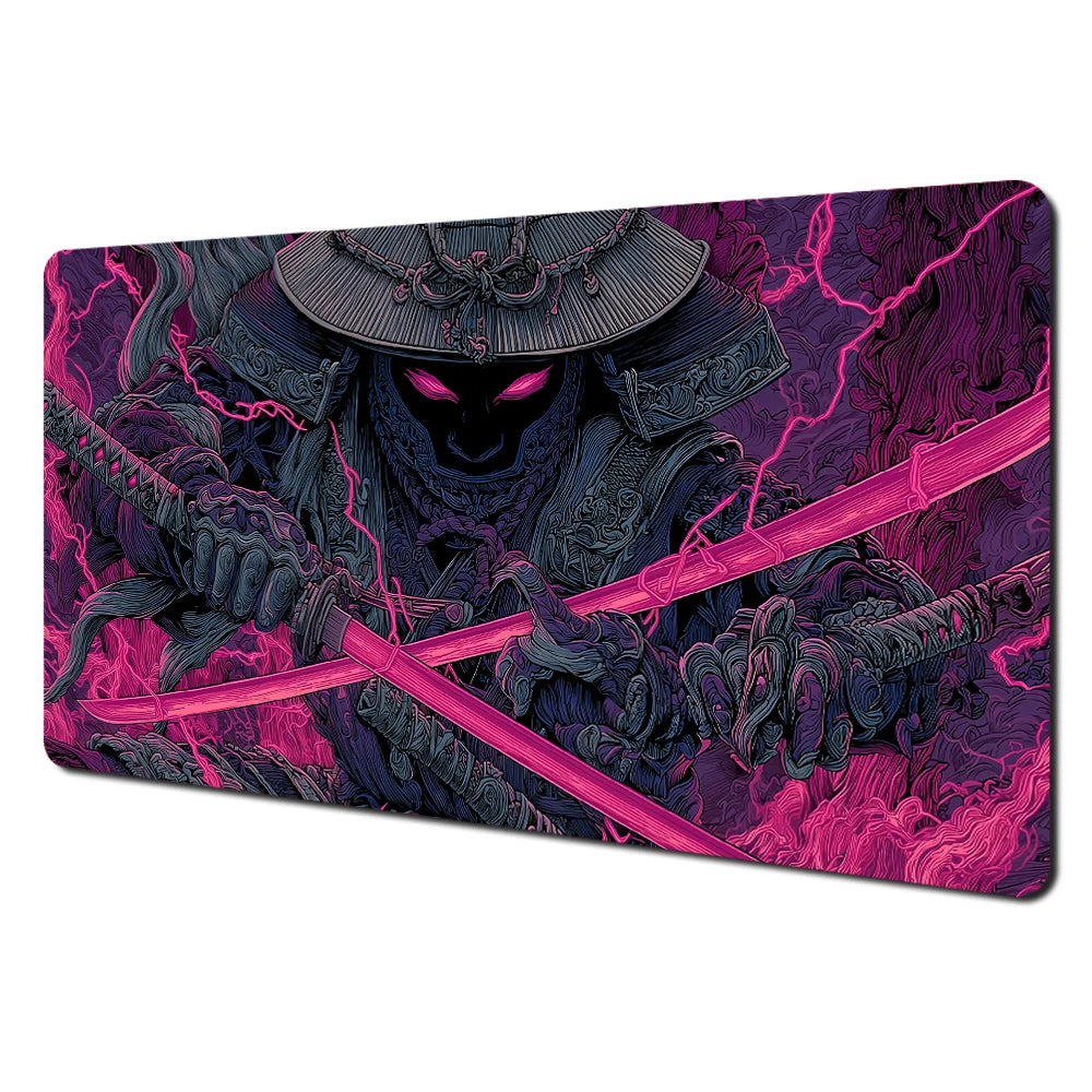 Japanese Ghost Samurai Pattern TCG Playmat Magic Card Battle Mat 35X60CM Deskmat Tapete Magic Mat Non-Slip Durable Stitched Edge