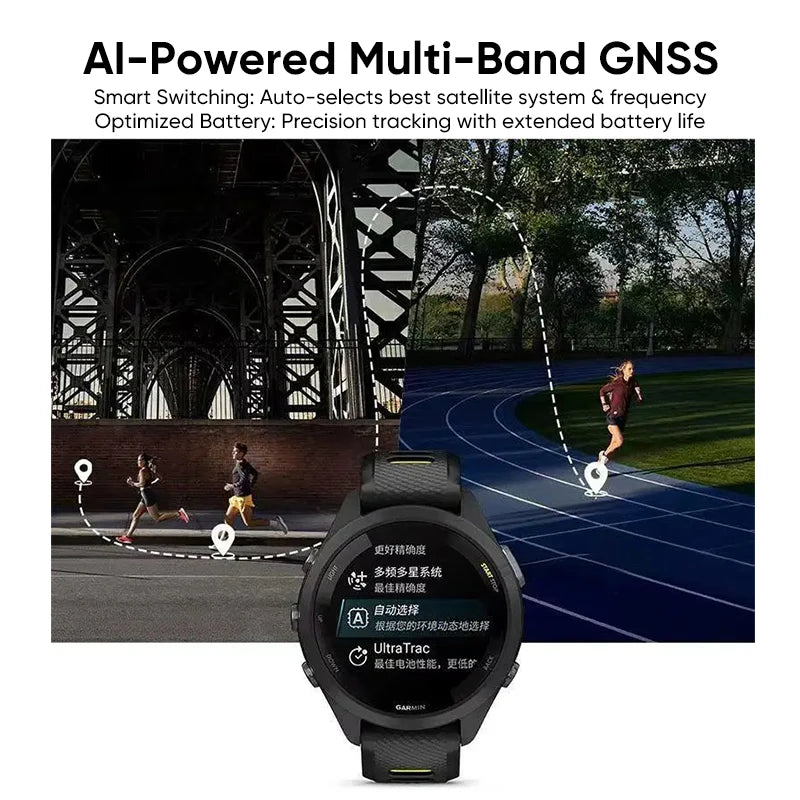 Garmin Forerunner 265 GPS 46mm Smartwatch 1.3" AMOLED Touchscreen Display Heart Rate Monitoring Training Metric Message Notice