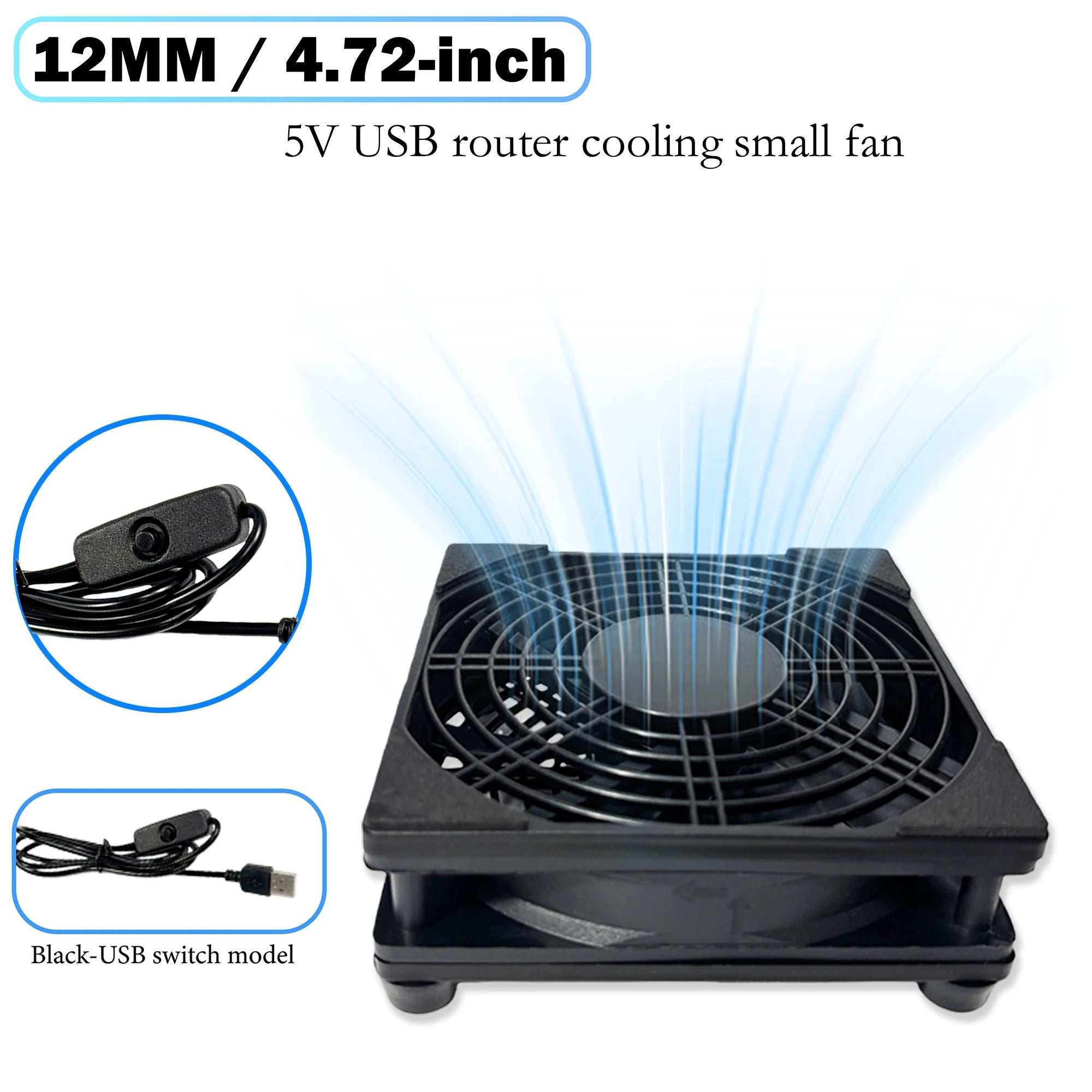 120mm 4.72-inch 5V USB Router Cooling Fan, Mini Quiet Cooler for Electronics Devices