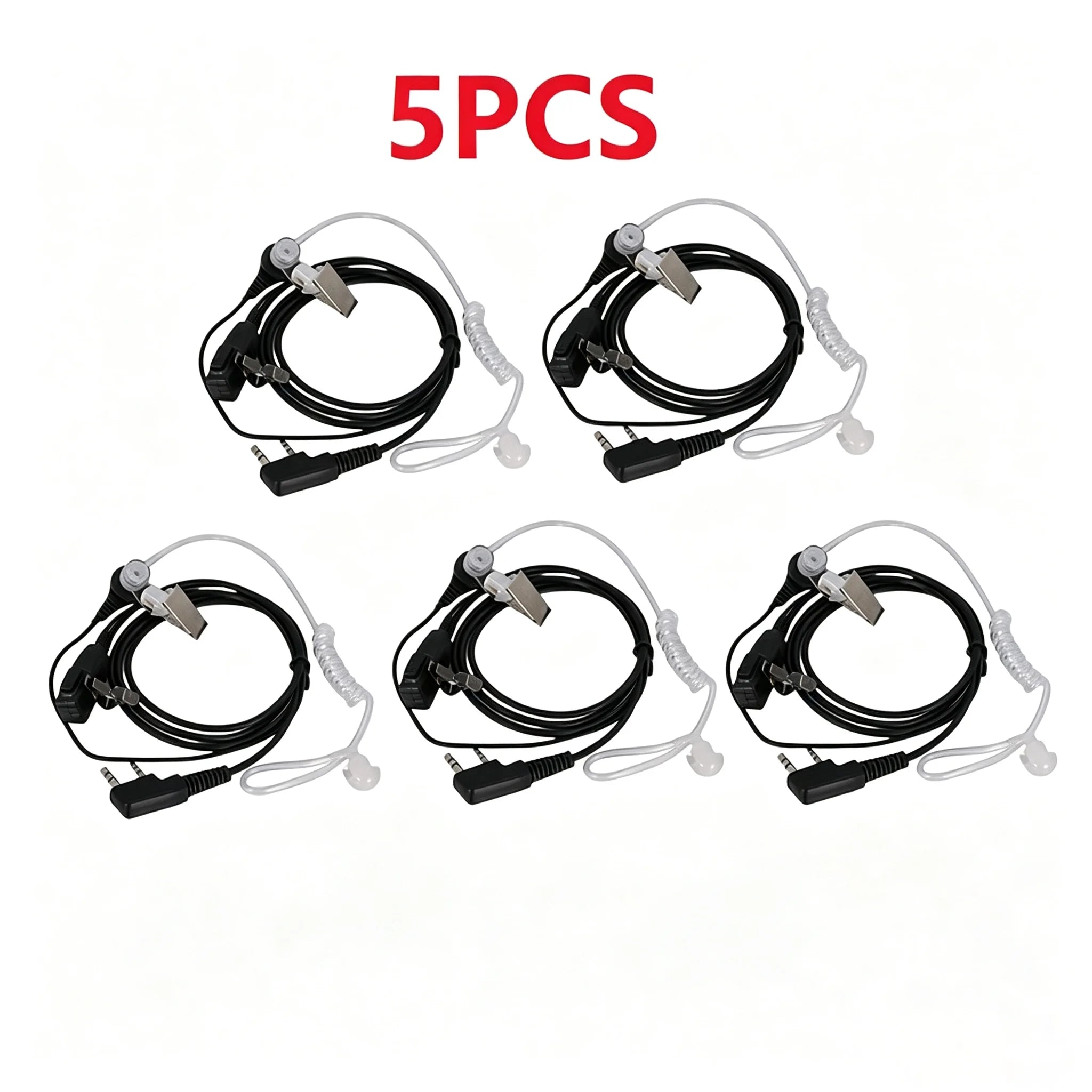 5pcs Walkie Talkie Earphones K-head 2 Pin Universal Air Duct Headset Cable for Baofeng UV5R  QUANSHENG