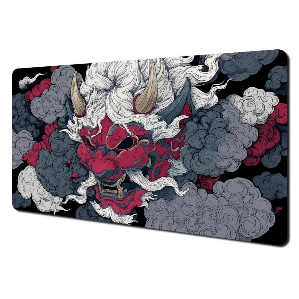 Japanese Ghost Samurai Pattern TCG Playmat Magic Card Battle Mat 35X60CM Deskmat Tapete Magic Mat Non-Slip Durable Stitched Edge