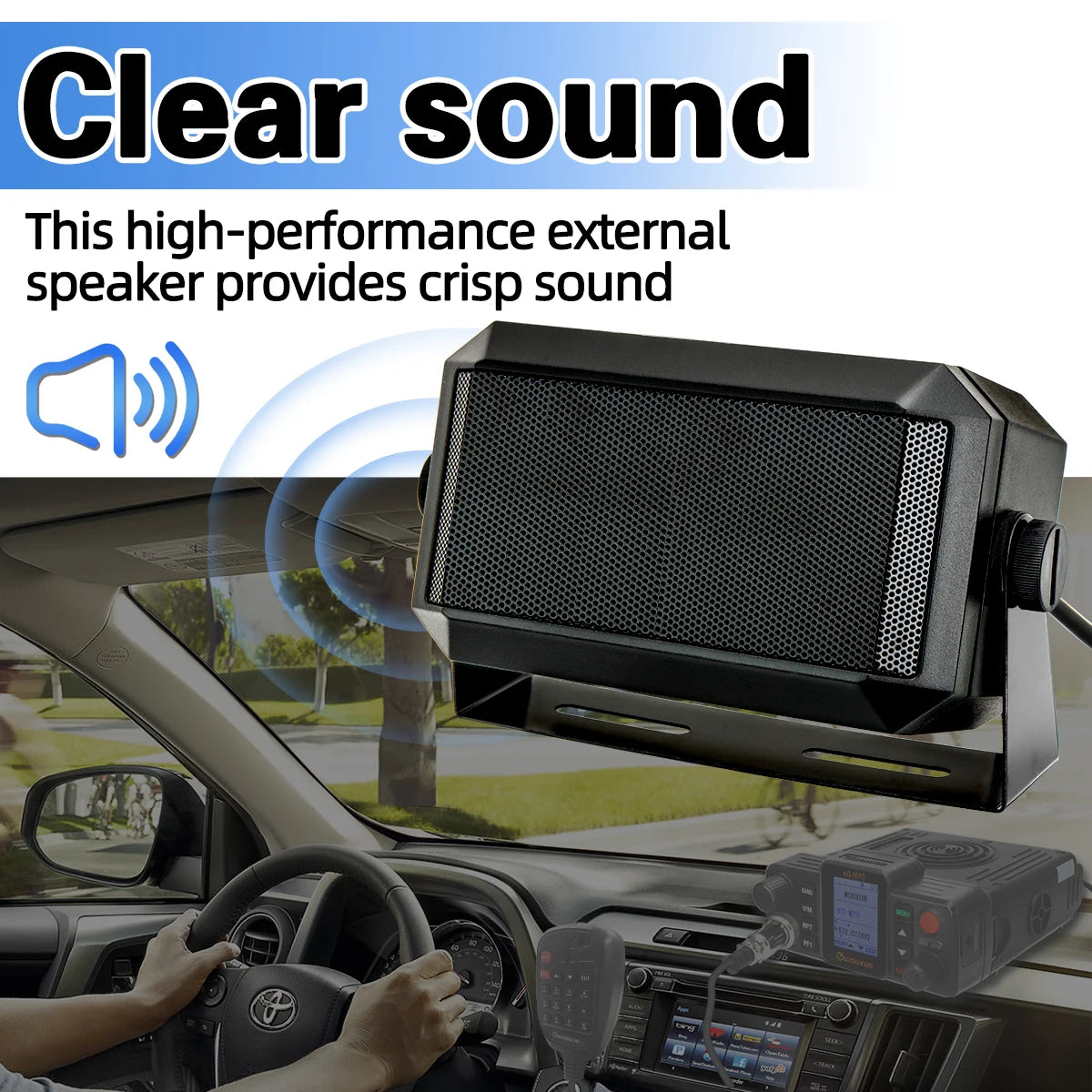 ABBREE Rectangular External Communications Speaker External Scanners for All 3.5mm Audio Plug CB Radios and Mobile Radio