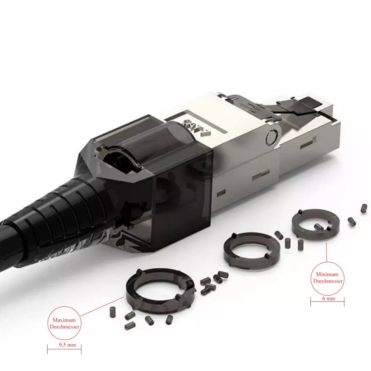 ZoeRax 10-Pack RJ45 Cat8 Cat7 Cat6a Connectors, Tool-Free Zinc Alloy Shielded Ethernet Termination Plugs for 23AWG SFTP Cables