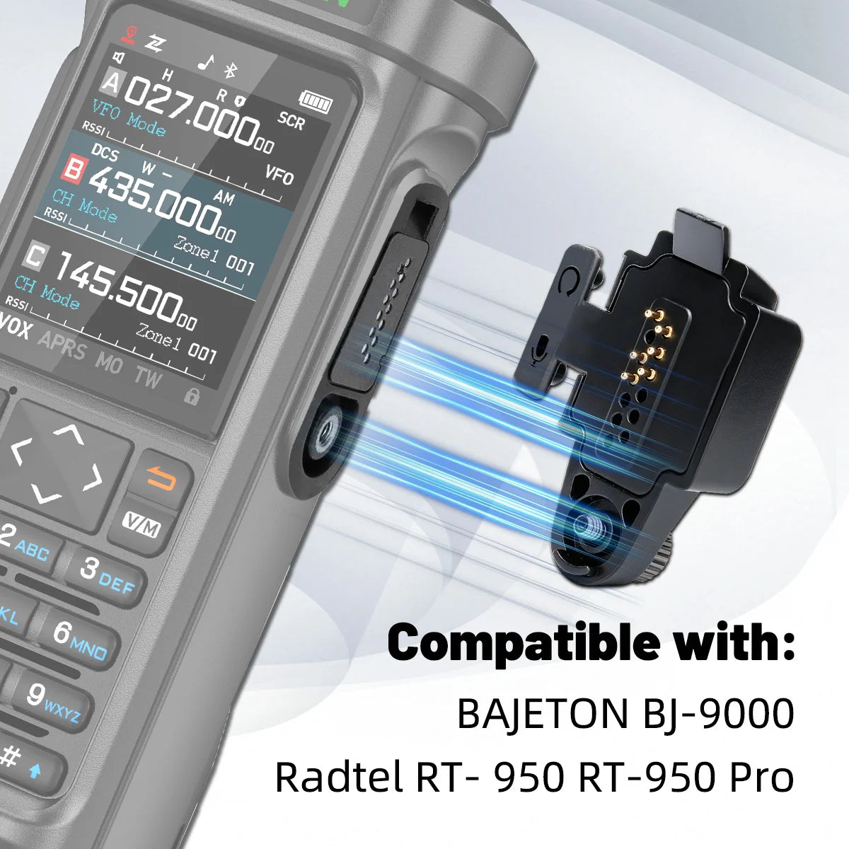 BAJETON BJ-9000 Walkie Talkie Audio Adapter Replacement Earpiece&MIC 2 Pin Connector for Radtel RT 950Pro BJ-9000 RTD TP 900PRO