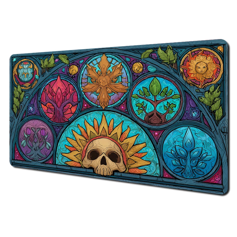 Japanese Ghost Samurai Pattern TCG Playmat Magic Card Battle Mat 35X60CM Deskmat Tapete Magic Mat Non-Slip Durable Stitched Edge