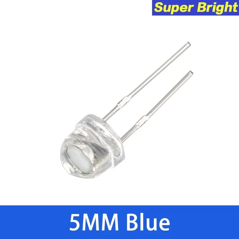 50/100PCS Straw Hat LED 5mm Super Bright LED Diode F5 Light Emitting Diode Blue Green Red Yellow White, for DIY Electronic
