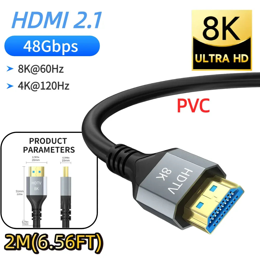 HDMI 2.2/2.1/2.0 Cable Maximum Bandwidth 96Gbps Support 8K@120Hz 4K@240Hz 2K@360Hz LIP Protocol for TV Monitor Game Console