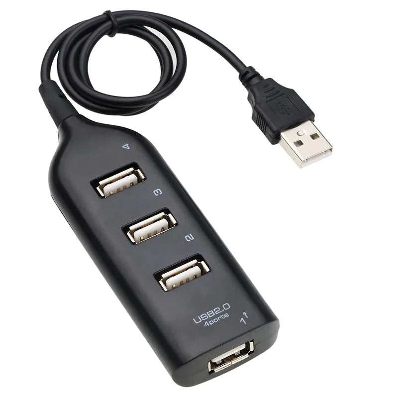 High-Speed Mini USB 2.0 Hub 4-Port with Power Adapter, Powered USB Splitter Multi Port Expander for PC Laptop Desktop Data Trans