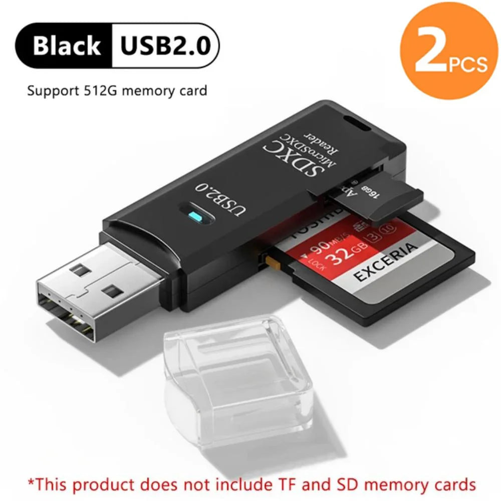 2-in-1 USB 3.0 High Speed Card Reader TF Memory Card Adapter Portable USB Flash Drive Design for PC Laptop Office Accessories